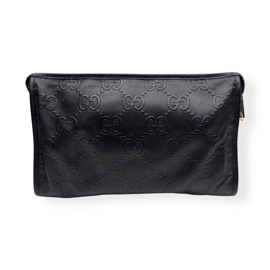 GUCCI GG EMBOSSED CLUTCH BAG BLACK S
