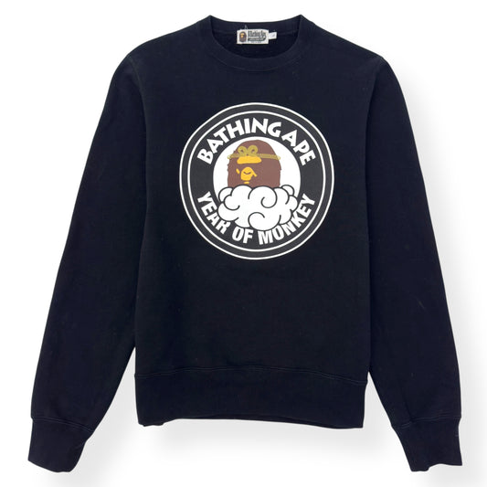 A BATHING APE LOGO CREWNECK SWEATSHIRT BLACK L