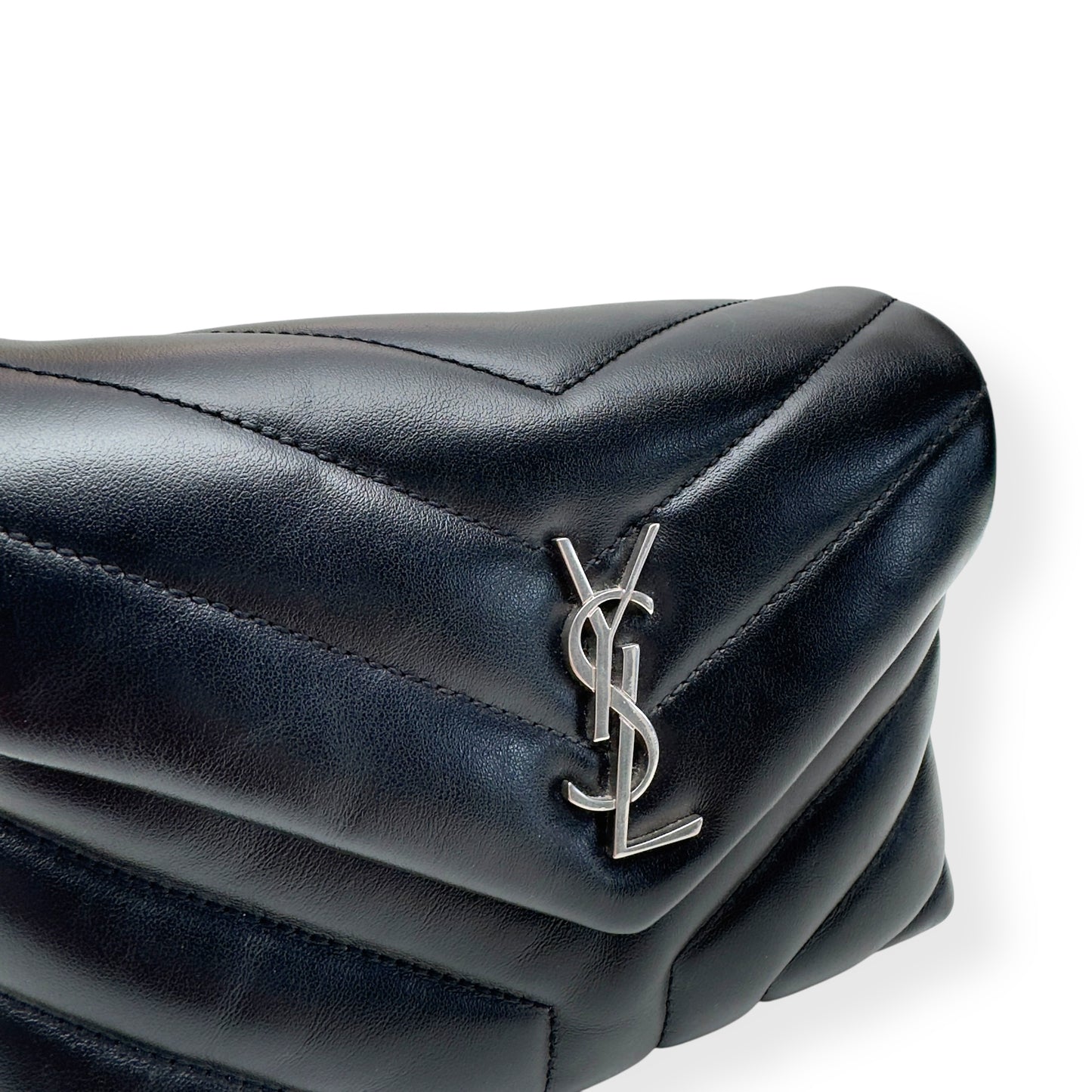 SAINT LAURENT TOY QUILTED LEATHER CROSS-BODY BAG BLACK / SILVER S