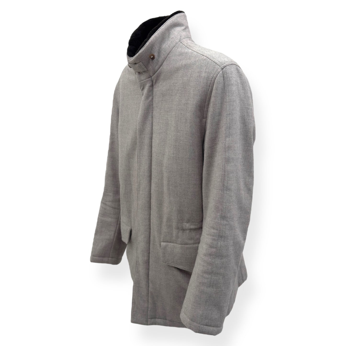 THOM SWEENEY BESPOKE WOOL / CASHMERE MID-LENGTH JACKET GREY 50 / M