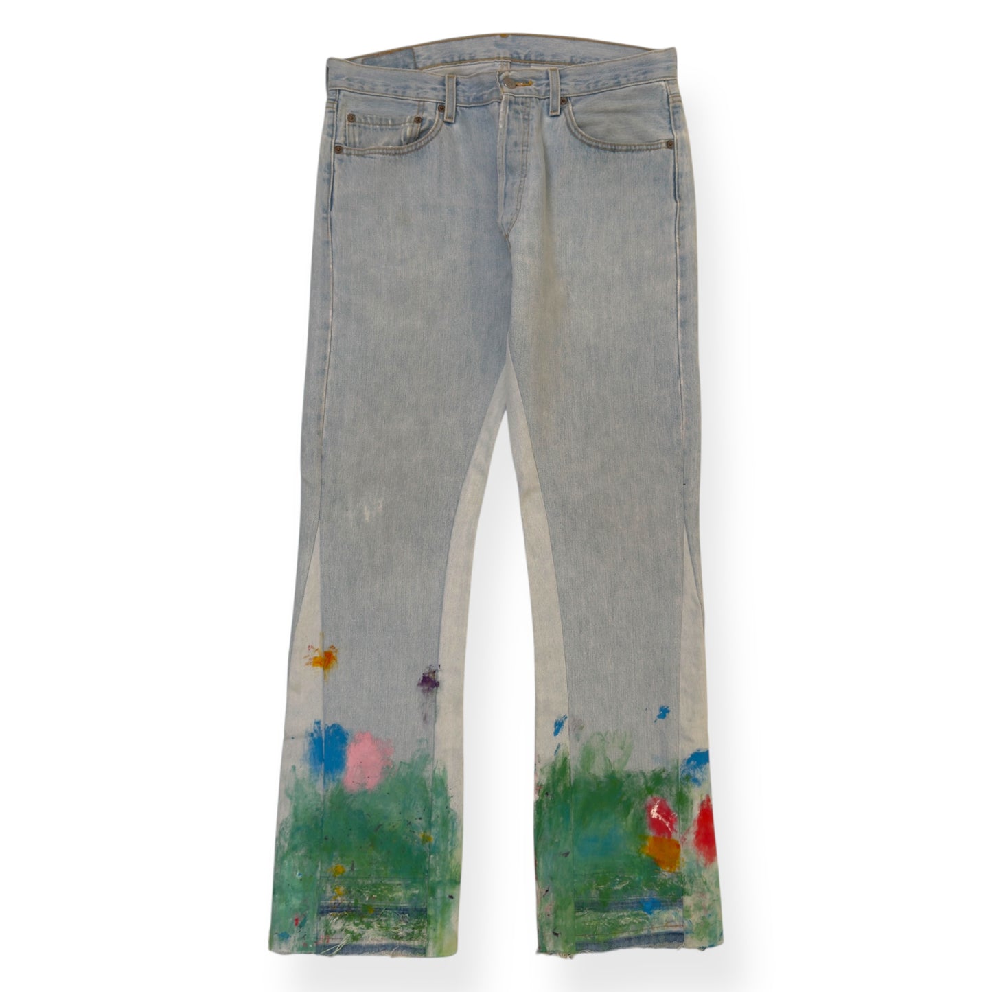 JEANIUS BAR ATELIER PAINT SPLATTER DENIM JEANS INDIGO W32”