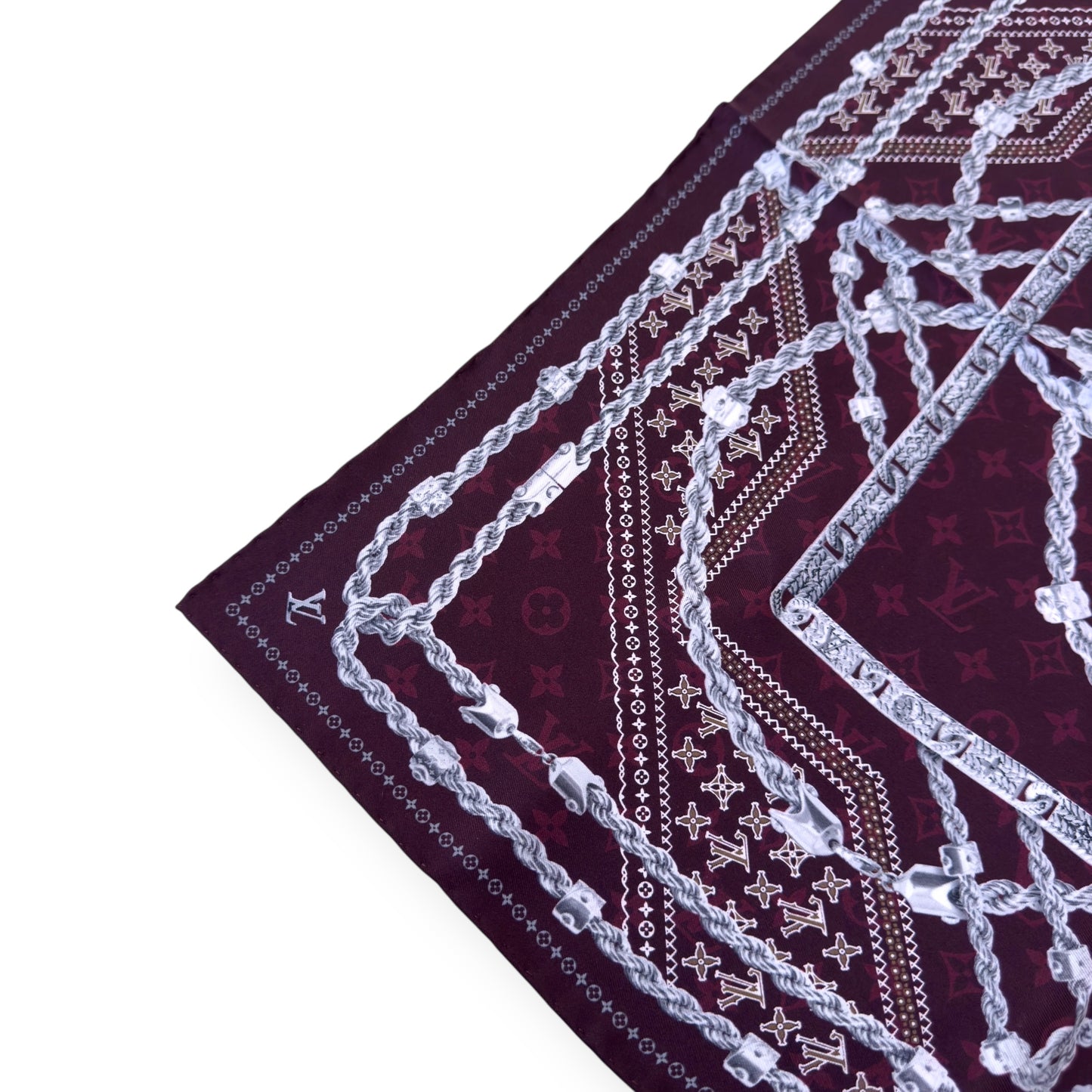 LOUIS VUITTON LV DYNASTY SILK BANDANA BURGUDNY