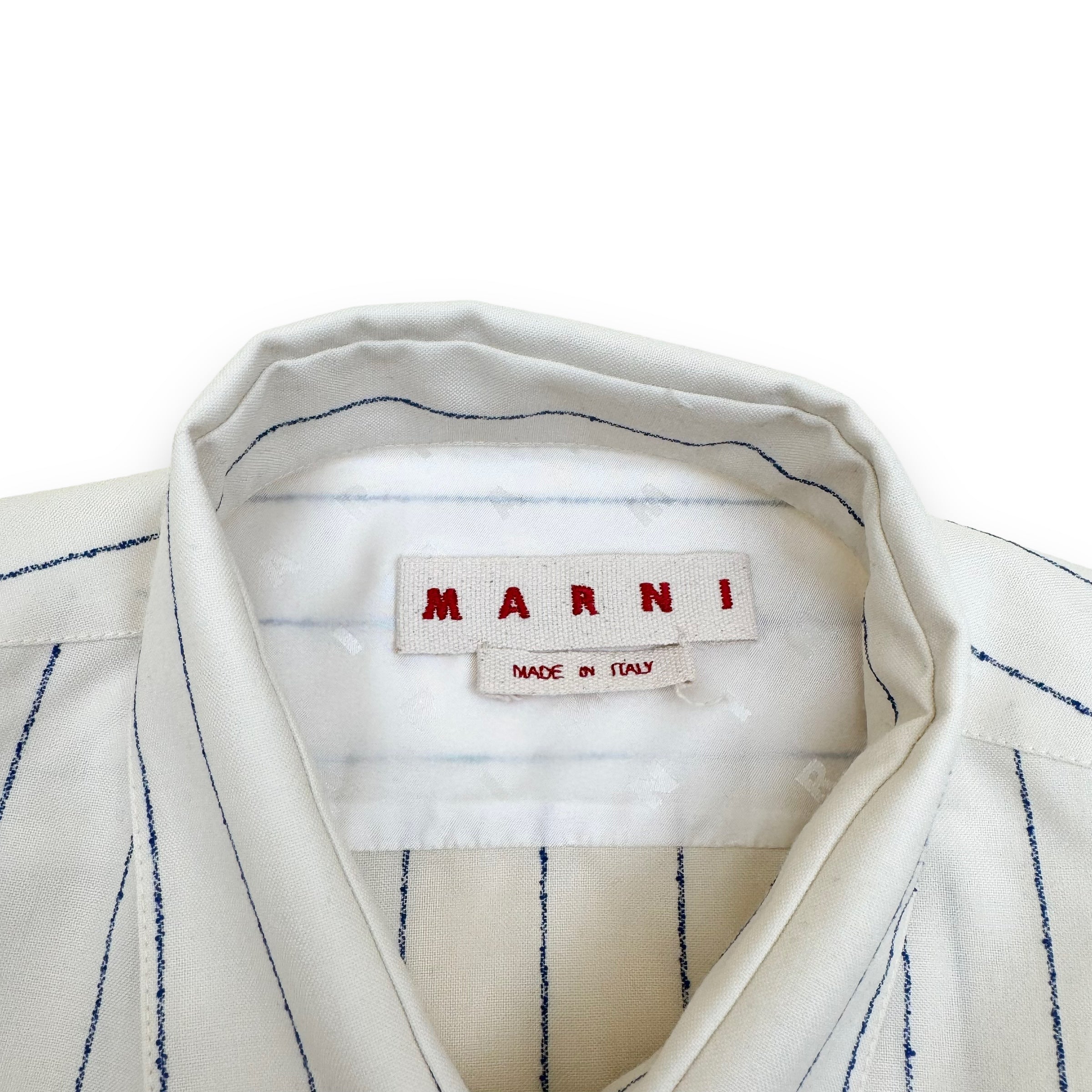 MARNI RELAXED PINSTRIPE LONG SLEEVE SHIRT NATURAL / BLUE L