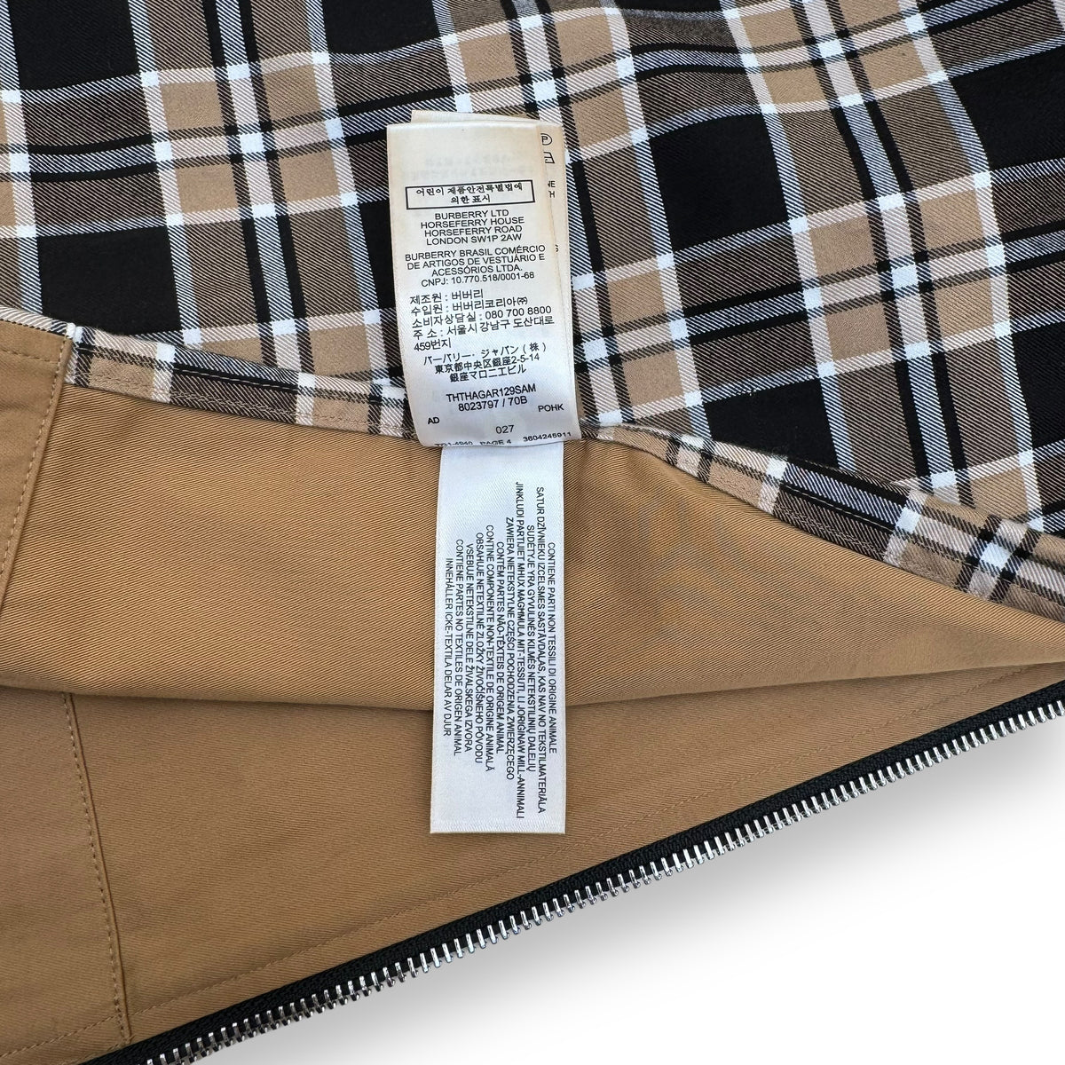 BURBERRY PATCHWORK ZIP-UP OVER SHIRT RED / BEIGE M