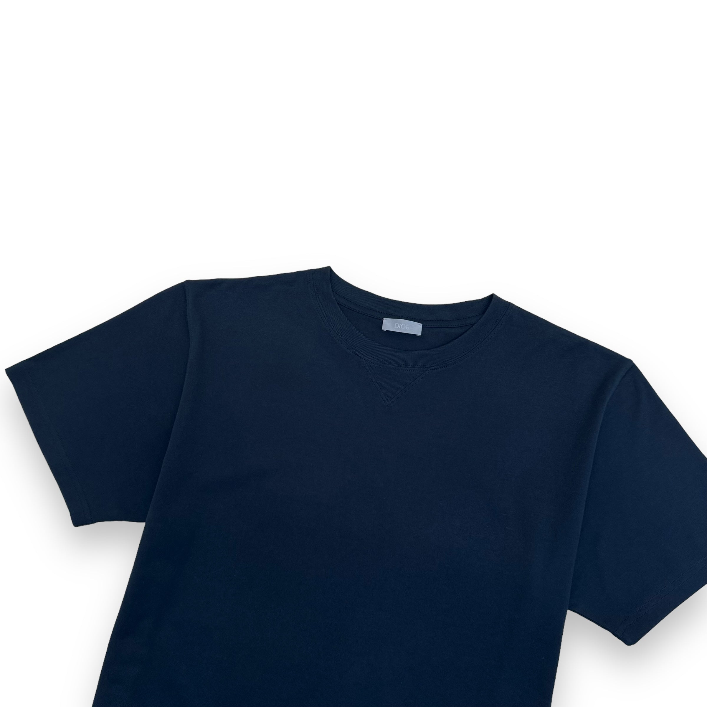 DIOR OBLIQUE LAYERED SILK TRIM T-SHIRT NAVY XL
