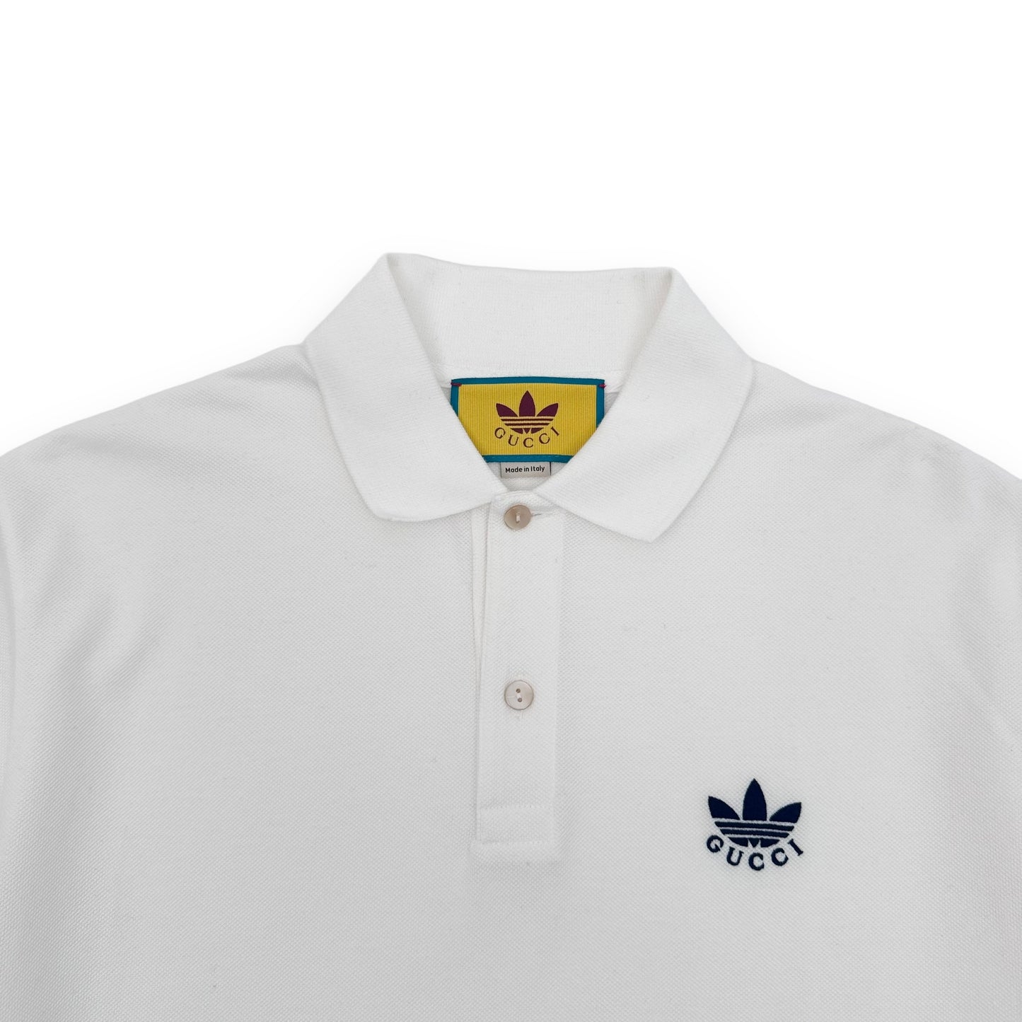 GUCCI X ADIDAS PIQUET POLO SHIRT WHITE M