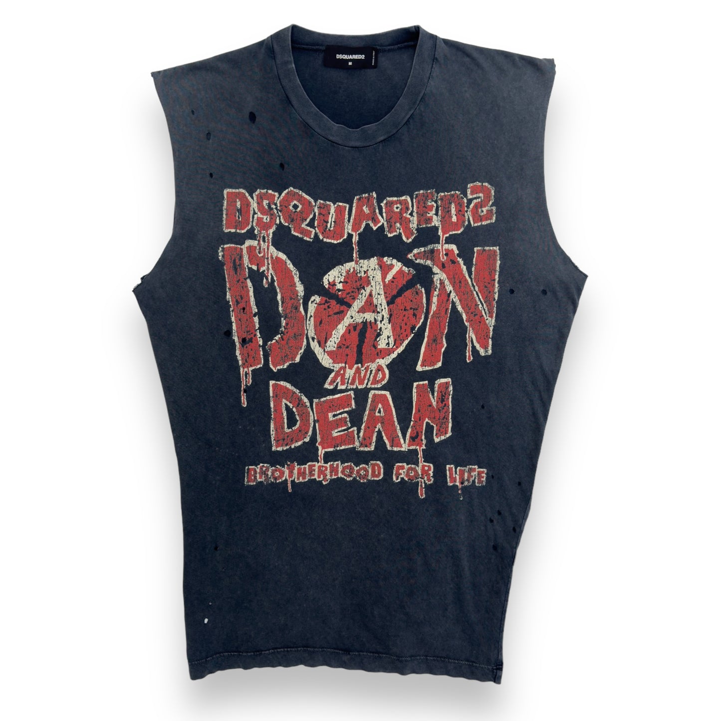 DSQUARED2 DEAN & DAN DISTRESSED VEST GREY / RED M