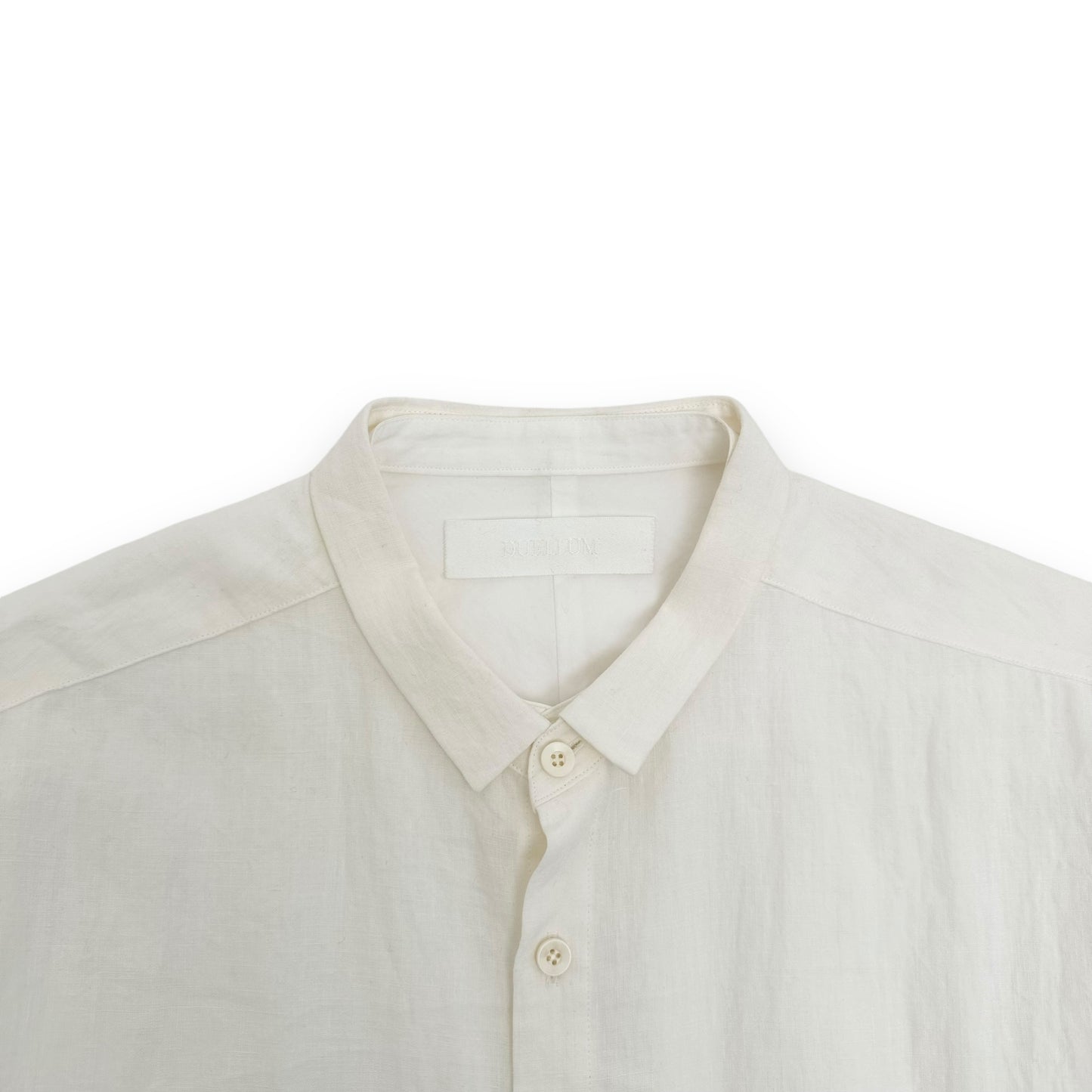 DUELLUM BUTTON DOWN DISTRESSED COTTON / LINEN SHIRT CREAM XXL