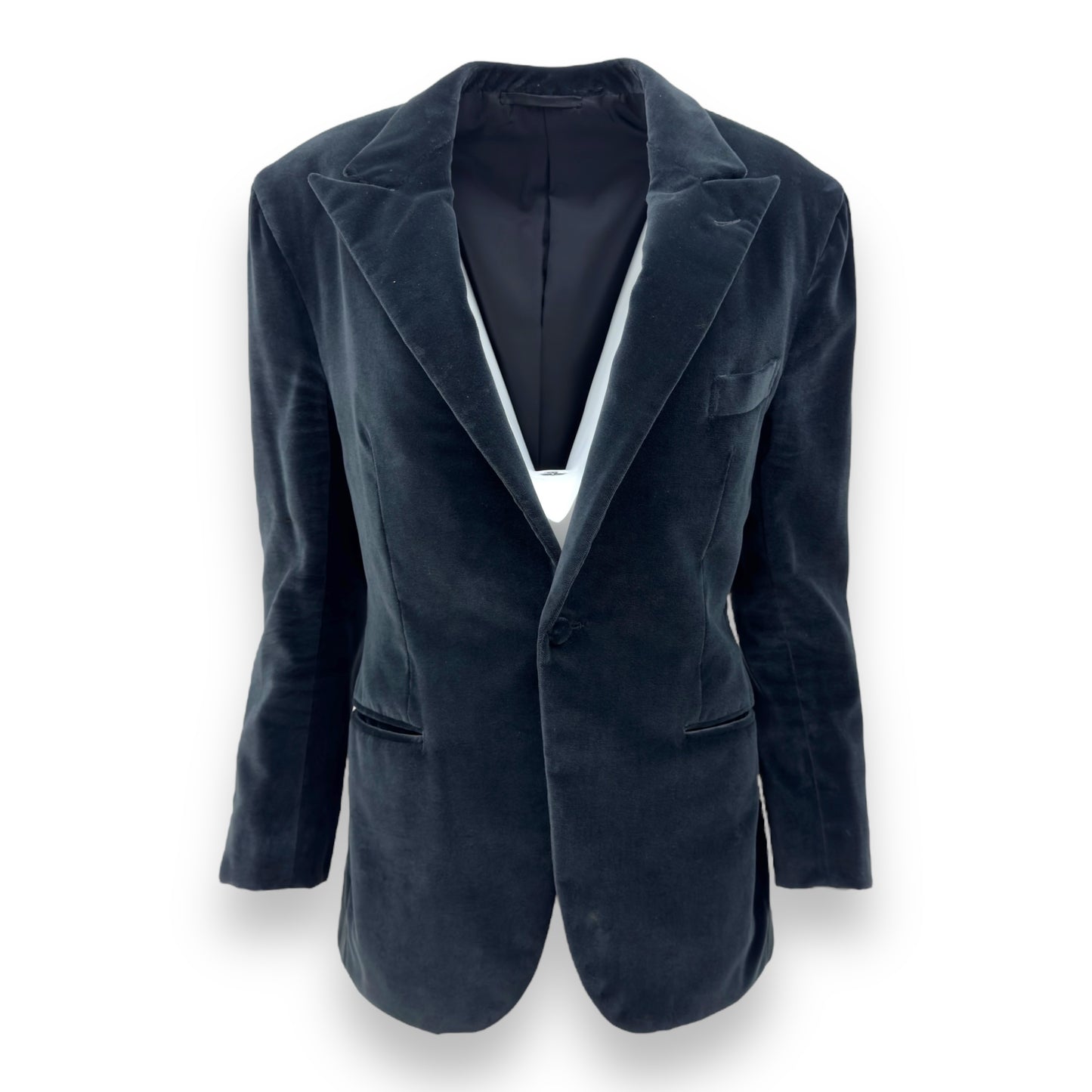 THOM SWEENEY BESPOKE VELVET JACKET BLUE UK8