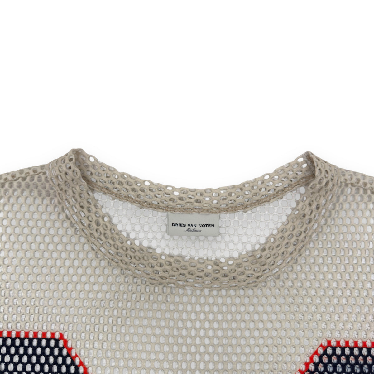 DRIES VAN NOTEN OVERSIZED HEGLAND PRINTED MESH JERSEY GREY L