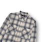 AMIRI FLANNEL LOGO APPLIQUÉ BRUSHED COTTON SHIRT BLUE / BLACK M