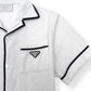 PRADA COTTON BOWLING SHIRT WHITE / BLACK M