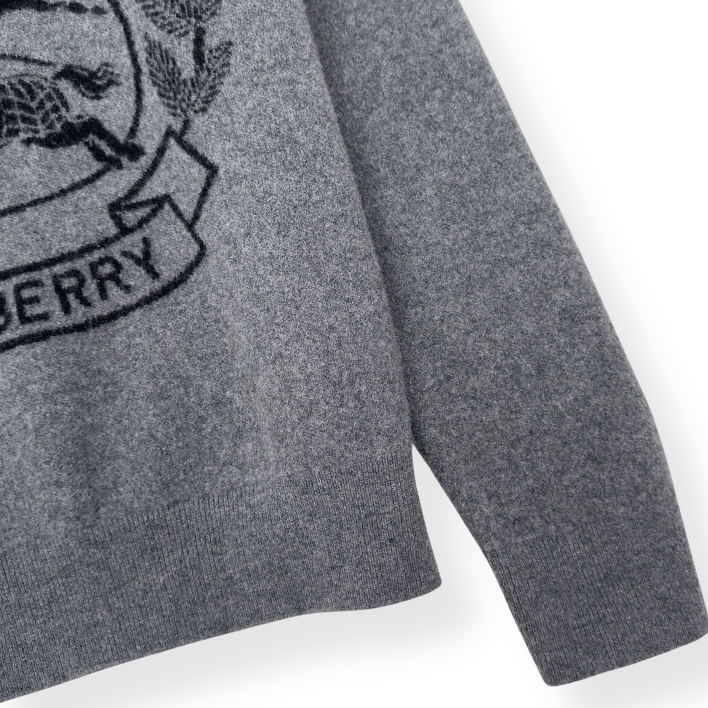 BURBERRY EKD WOOL JACQUARD HOODIE GREY L