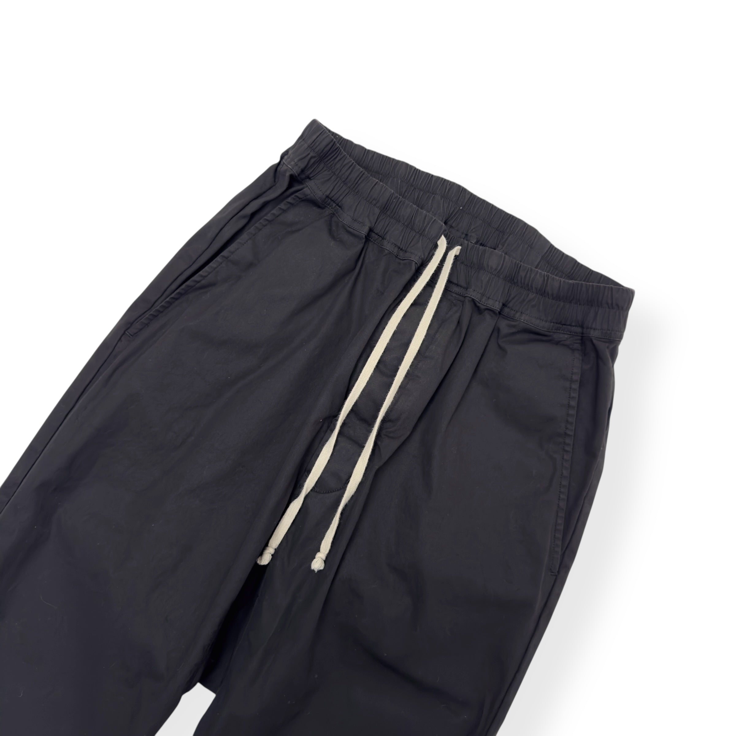 RICK OWENS F/W23 LUXOR DROP CROTCH DRAWSTRING TROUSERS BLACK 50 / L