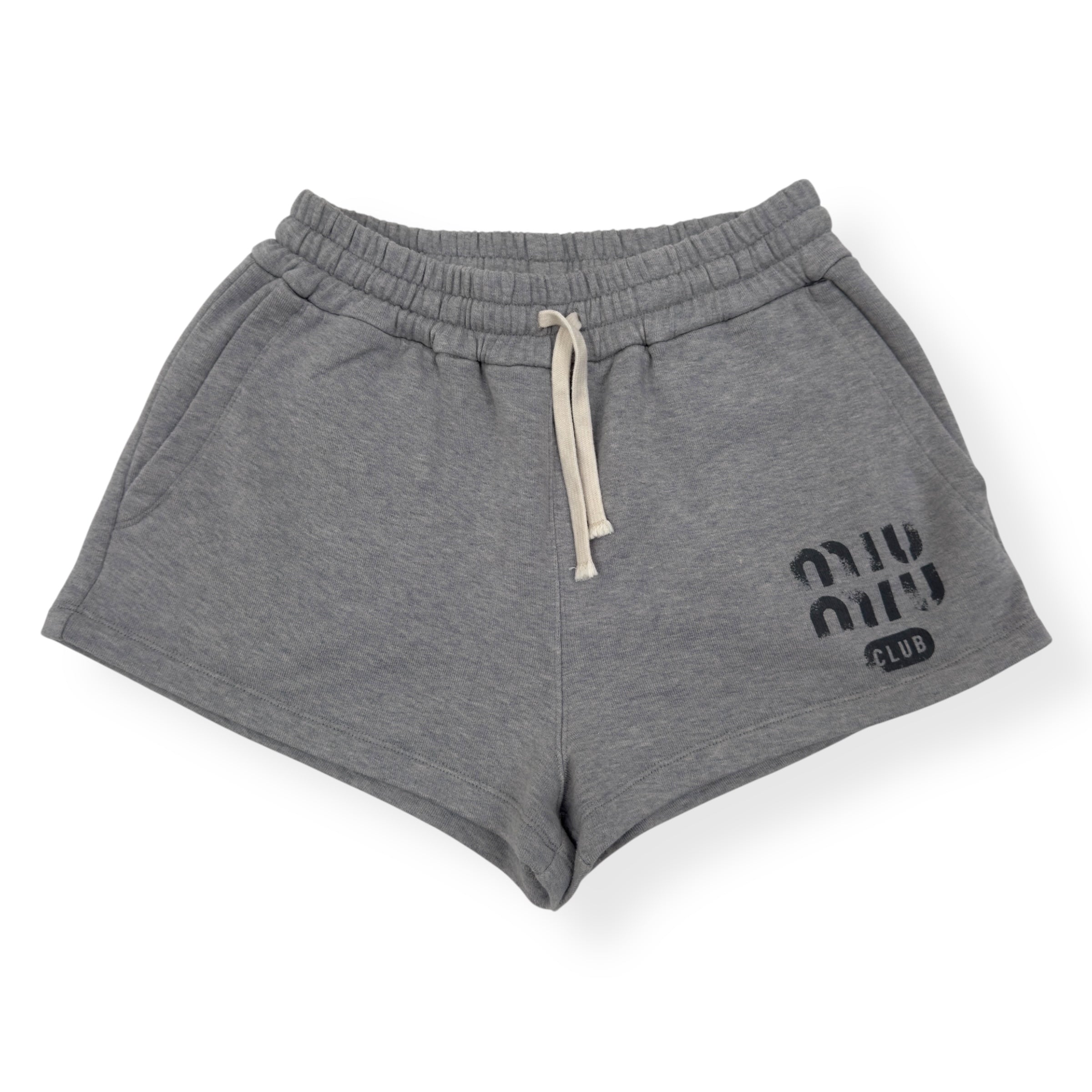 MIU MIU COTTON LOGO SHORTS GREY / BLACK S