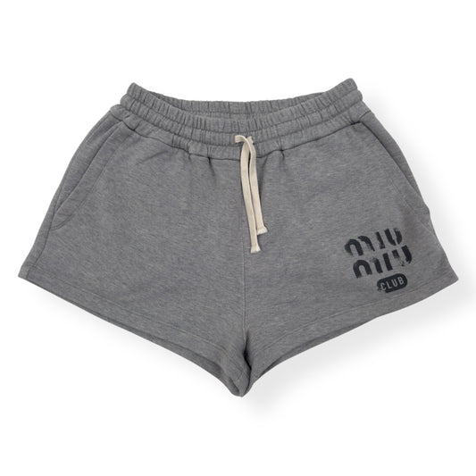 MIU MIU COTTON LOGO SHORTS GREY / BLACK S