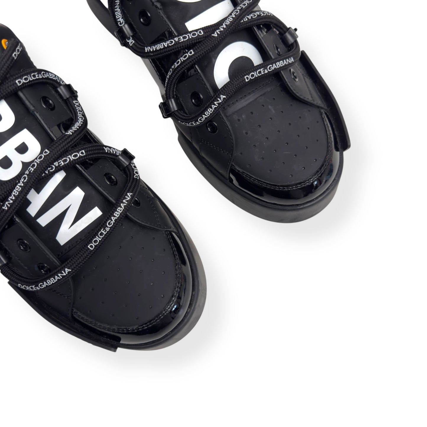 DOLCE & GABBANA PORTOFINO LEATHER SNEAKER BLACK UK9.5