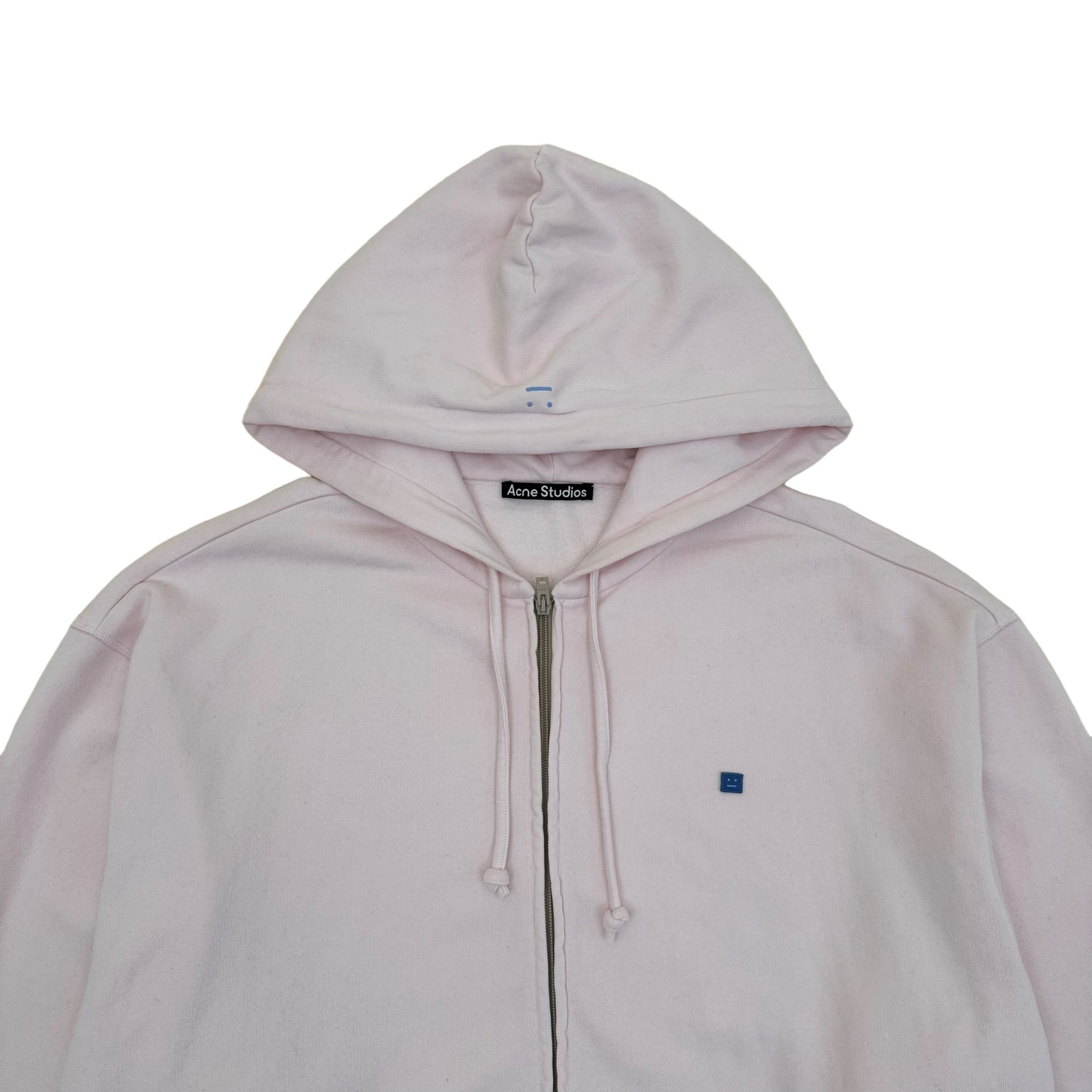 ACNE STUDIOS FACE ZIP-UP HOODIE PINK XL