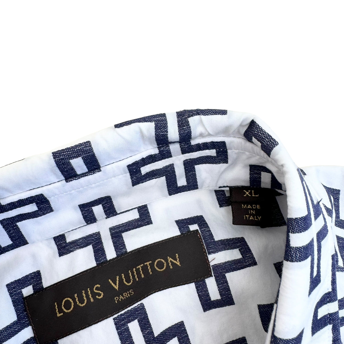 LOUIS VUITTON LV CROSS LONG SLEEVE SHIRT WHITE / BLUE XL