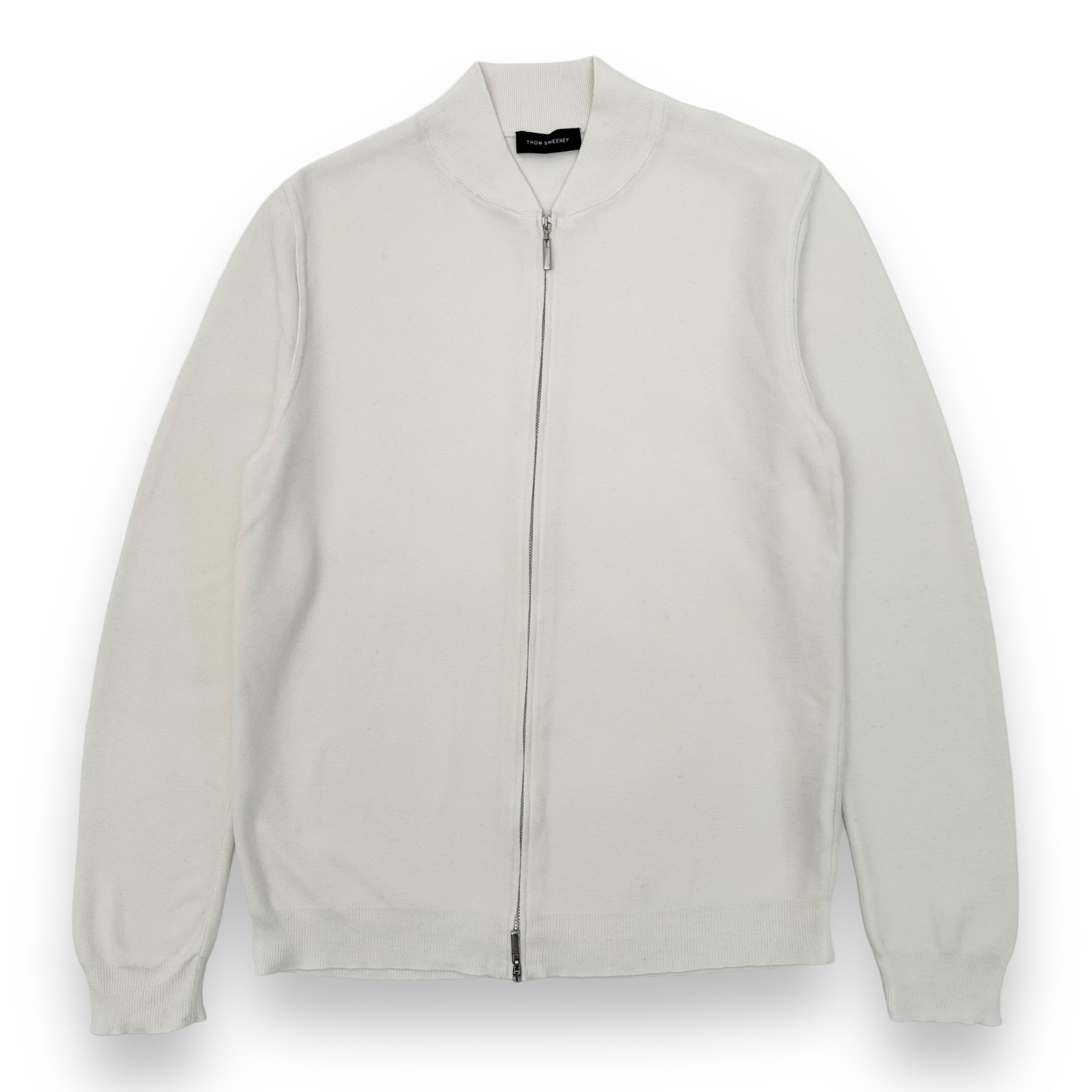 THOM SWEENEY FINE-KNIT COTTON ZIP-UP TRACK TOP WHITE L
