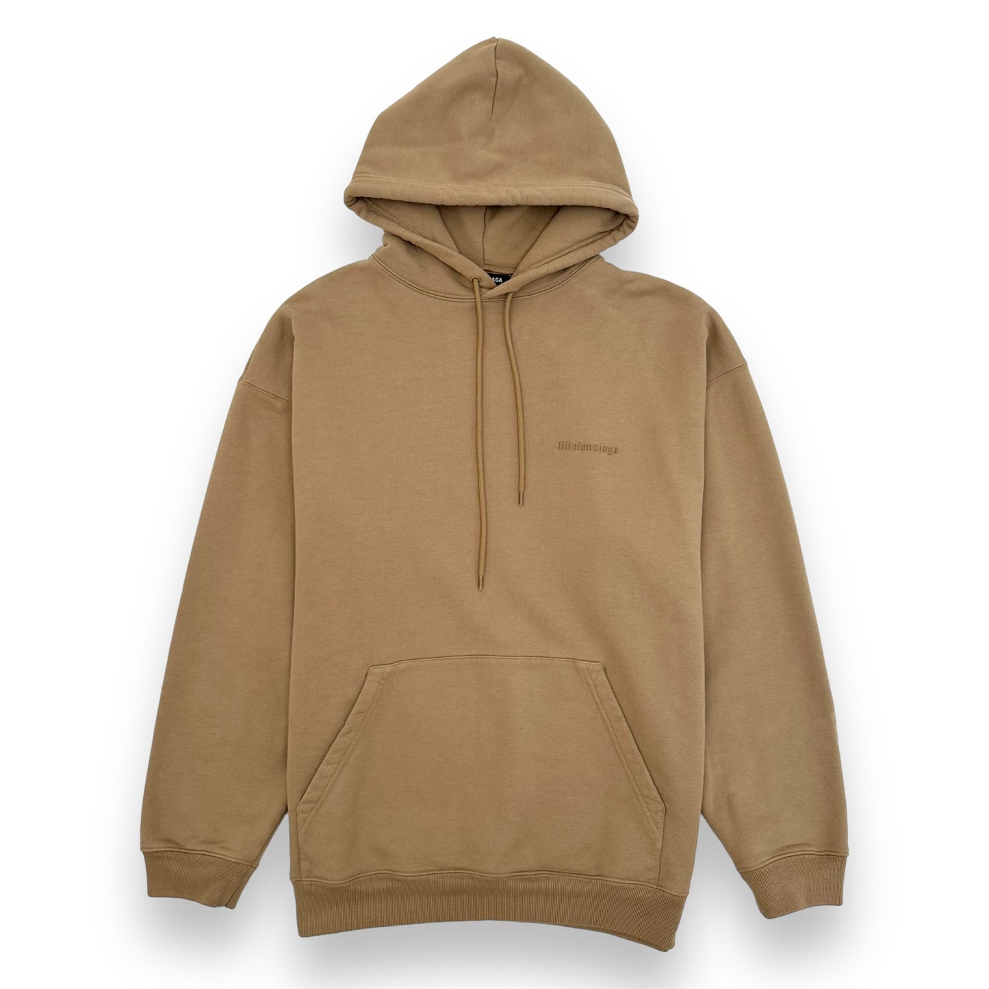 BALENCIAGA LOGO EMBROIDERED HOODIE BEIGE M