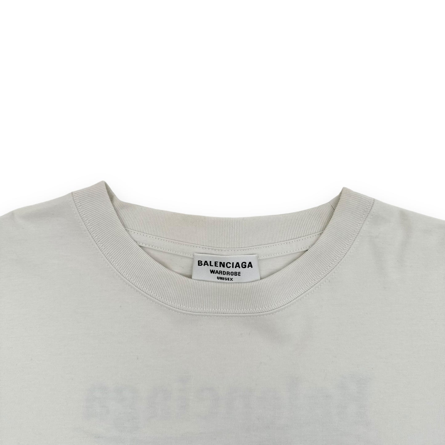 BALENCIAGA OVERSIZED EMBROIDERED LOGO T-SHIRT WHITE L