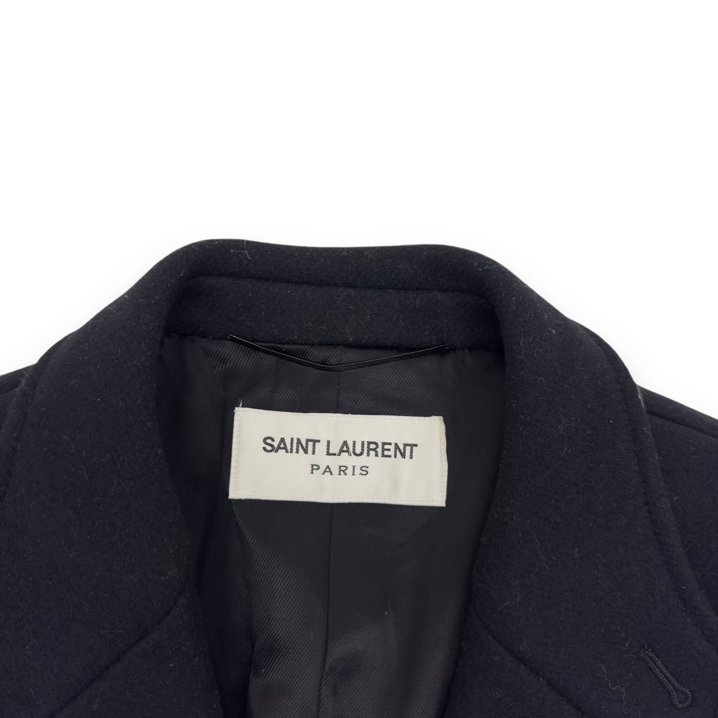 SAINT LAURENT WOOL COAT BLACK XL