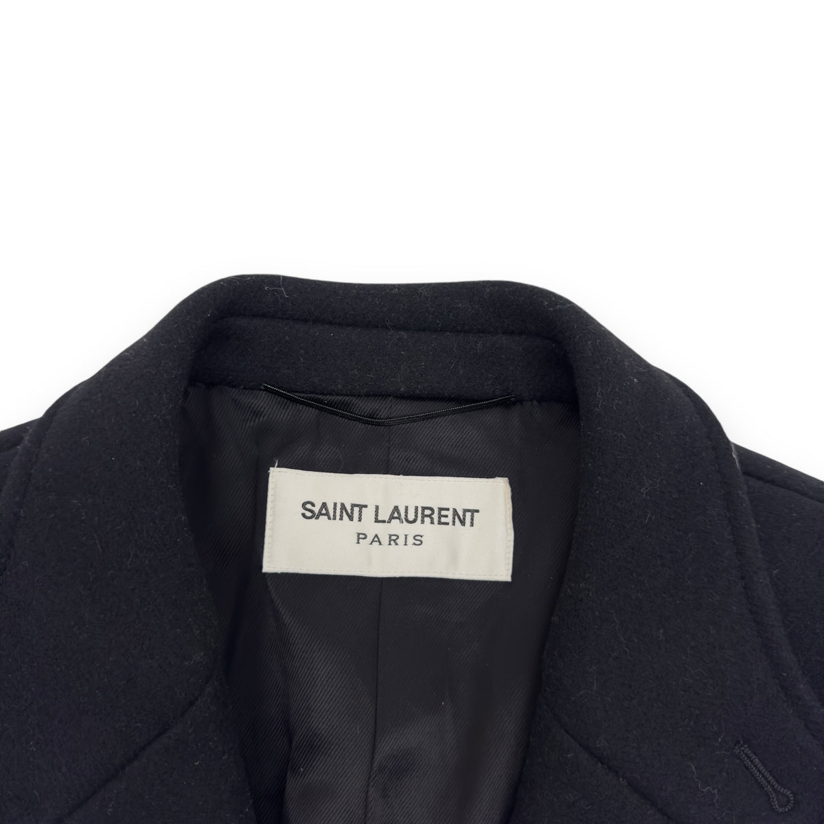 SAINT LAURENT WOOL COAT BLACK XL