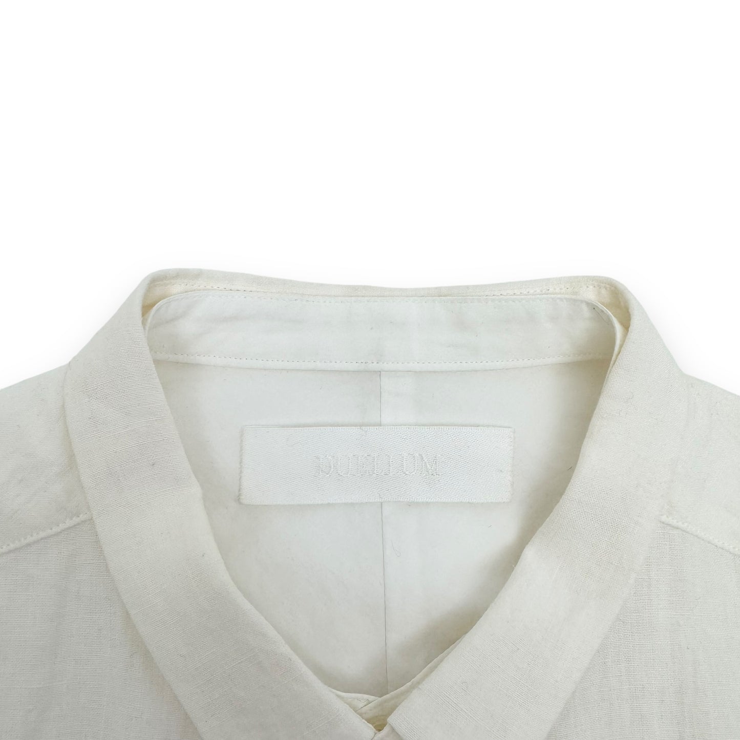 DUELLUM BUTTON DOWN DISTRESSED COTTON / LINEN SHIRT CREAM XXL