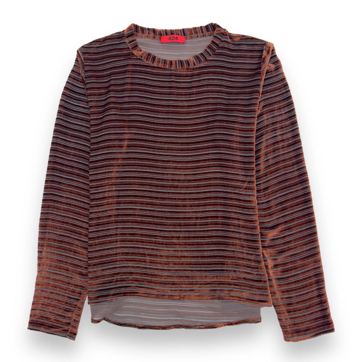 424 STRIPED RUST LONG-SLEEVE TOP L