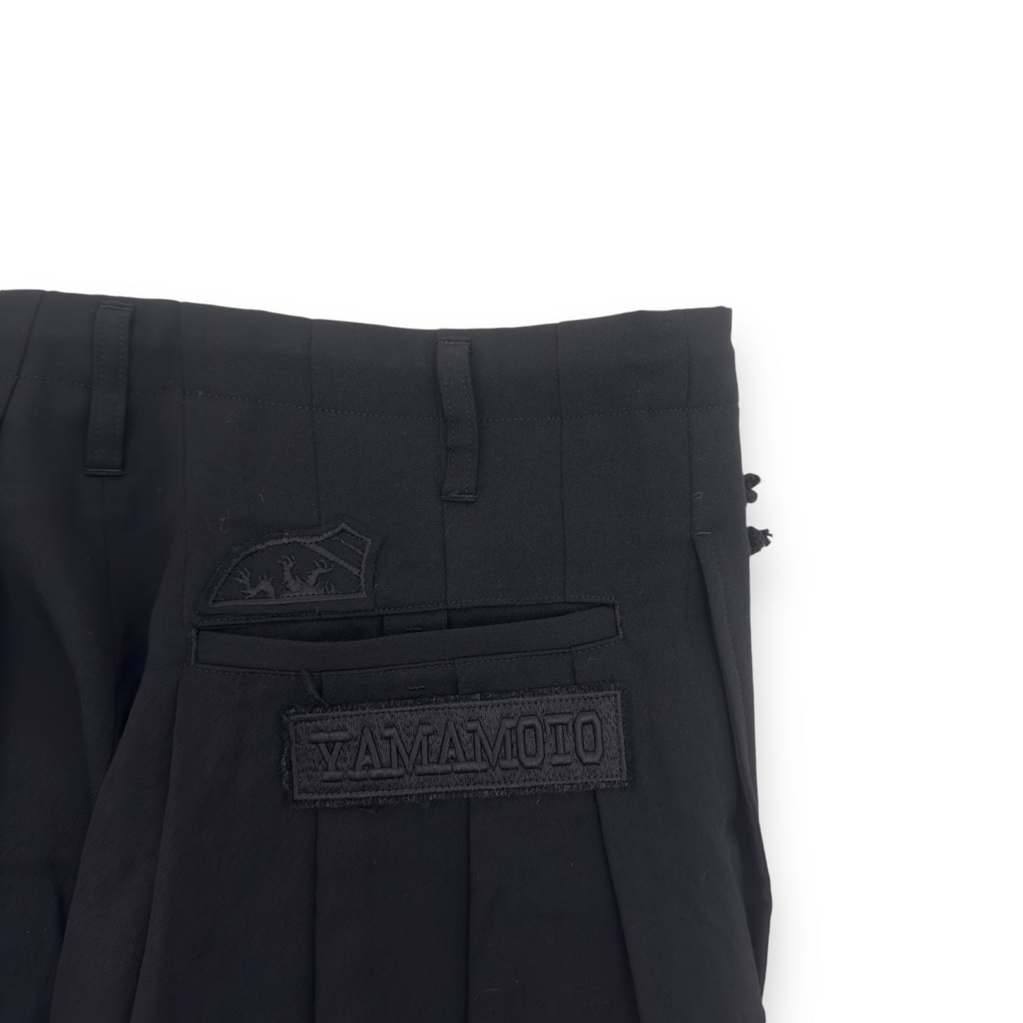 YOHJI YAMAMOTO OVERSIZED POUR HOMME PATCH BALLOON PANTS BLACK XS