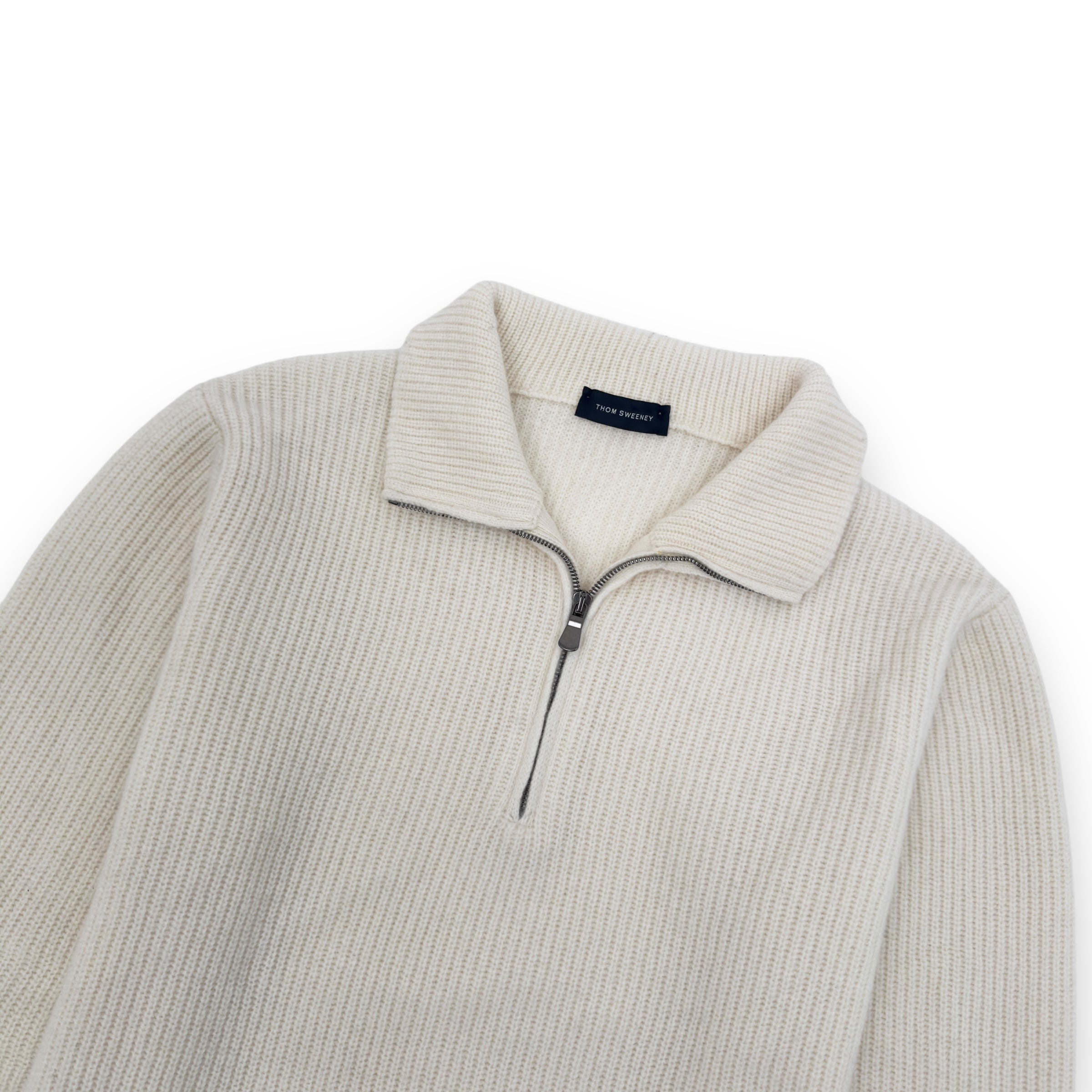THOM SWEENEY WOOL / CASHMERE HALF-ZIP SWEATER CREAM L