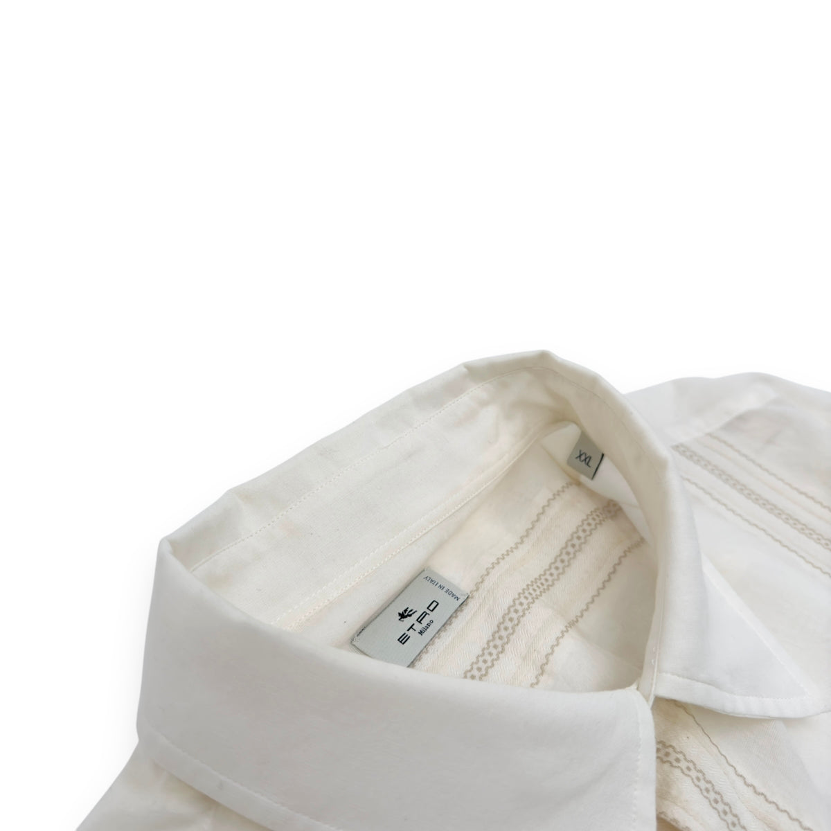 ETRO EMBROIDERED COTTON SHIRT IVORY XXL