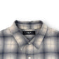 AMIRI FLANNEL LOGO APPLIQUÉ BRUSHED COTTON SHIRT BLUE / BLACK M