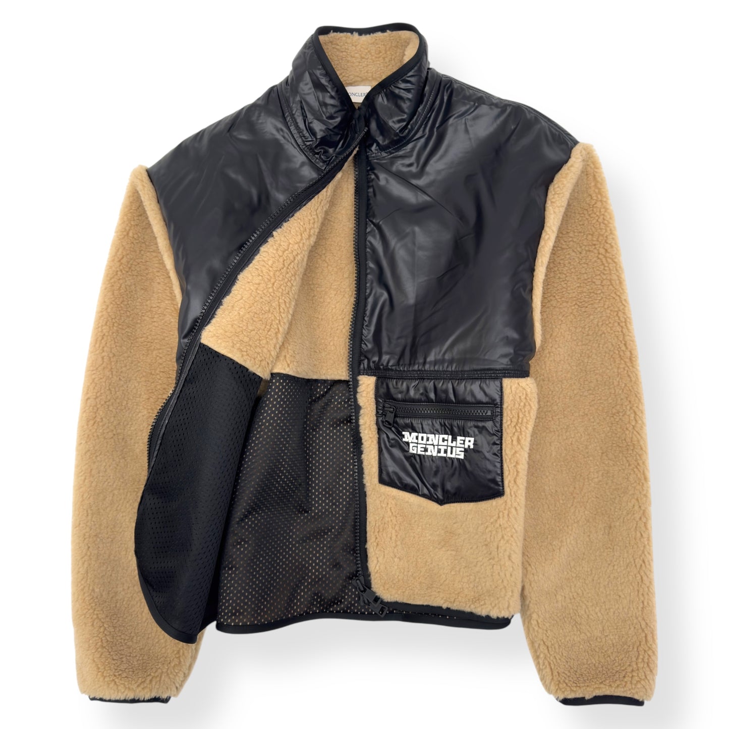 MONCLER GENIUS FLEECE JACKET BEIGE / BLACK M