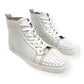 CHRISTIAN LOUBOUTIN LOU SPIKE FLAT CALF HIGH TOP SNEAKER WHITE UK10.5