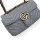 GUCCI CALFSKIN MATELASSE MINI GG MARMONT SHOULDER BAG BLUE