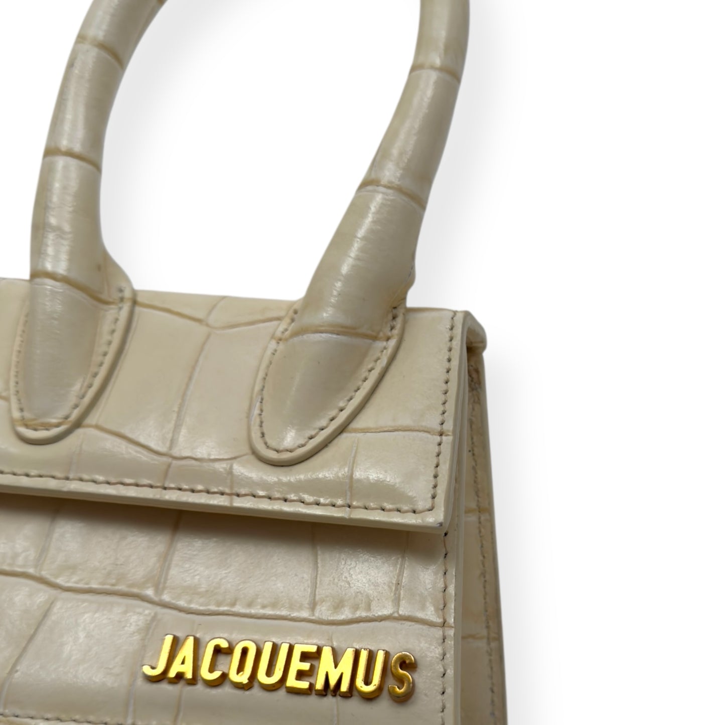 JACQUEMUS LE CHIQUITO MINI CROC EMBOSSED BAG CREAM MINI