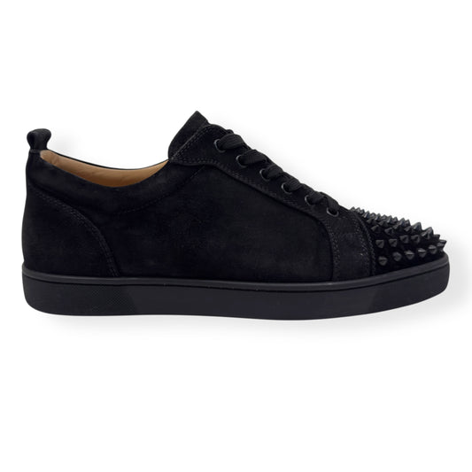CHRISTIAN LOUBOUTIN LOUIS JUNIOR SPIKES SUEDE SNEAKER BLACK UK9.5