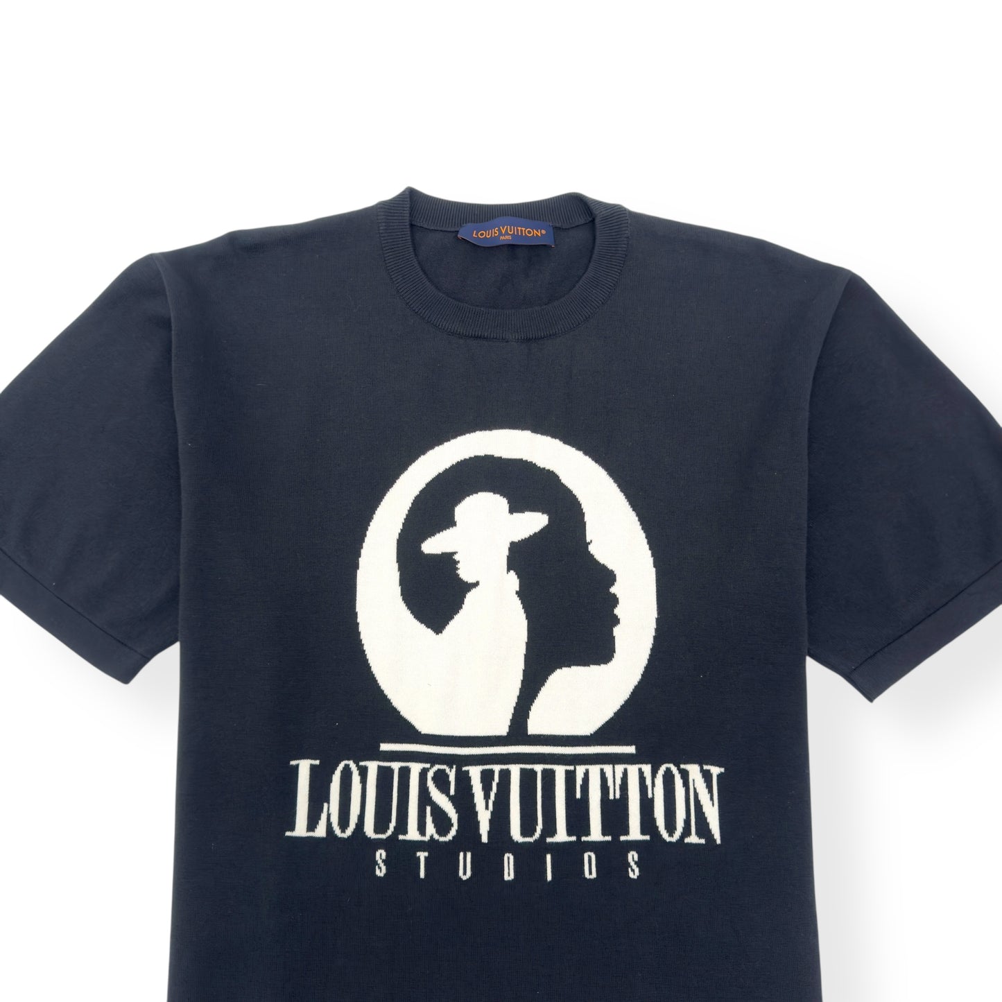 LOUIS VUITTON COTTON INTARSIA STUDIOS T-SHIRT BLACK / WHITE XXL