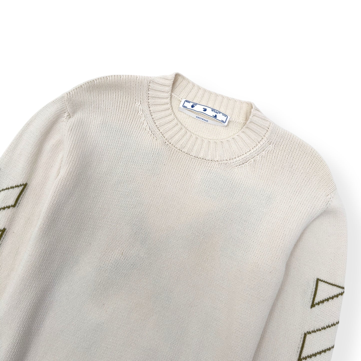 OFF-WHITE ARROW DIAG OUTLINE KNITTED SWEATER TOFU / GREEN XL