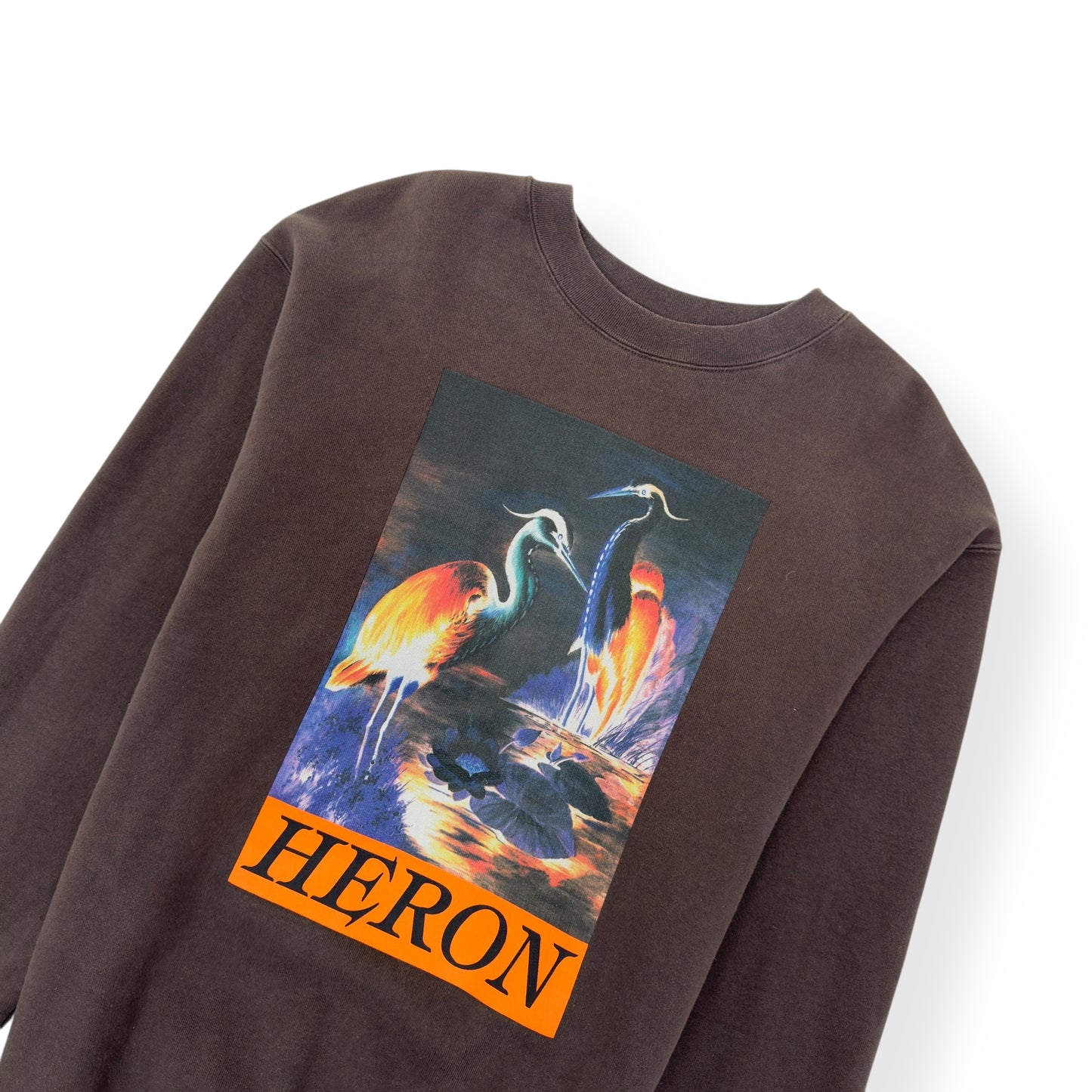 HERON PRESTON HERON PRINT CREWNECK SWEATER BROWN / ORANGE L