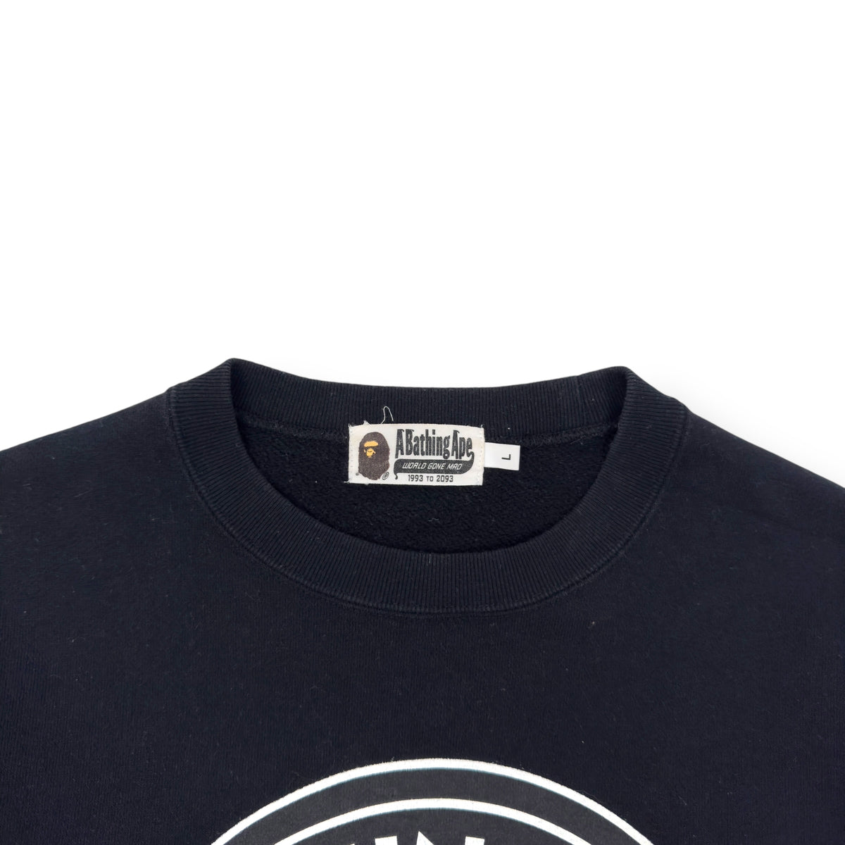 A BATHING APE LOGO CREWNECK SWEATSHIRT BLACK L