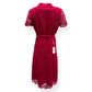 SELF-PORTRAIT BELTED CREPE-TRIMMED CORDED LACE MIDI DRESS PINK UK14