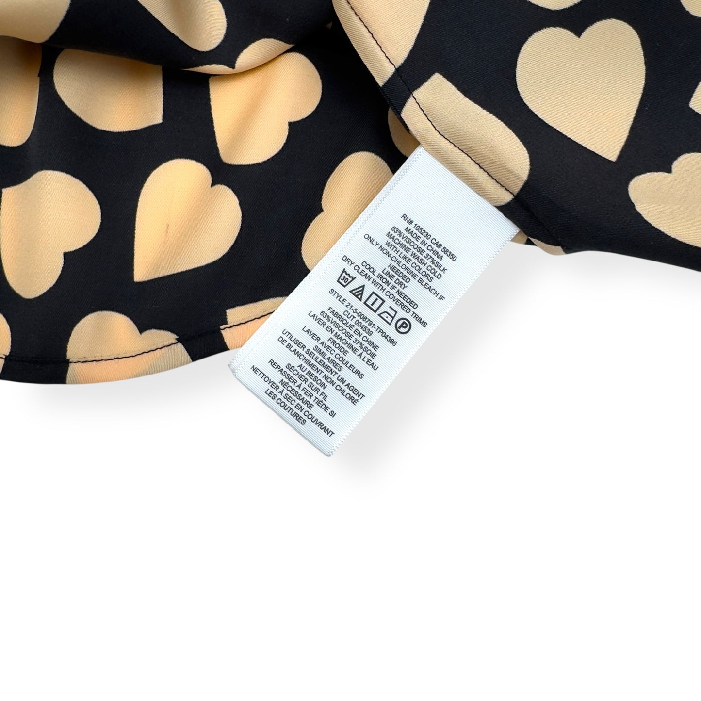 EQUIPMENT MELANNI HEART-PRINT SATIN-JERSEY SHIRT BLOUSE BLACK XL