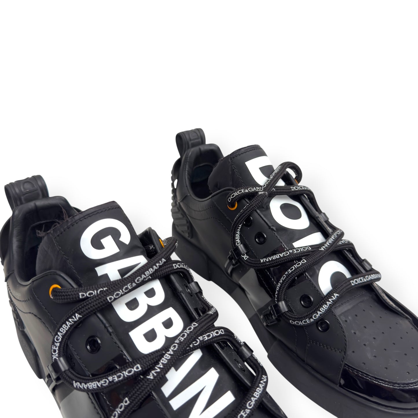 DOLCE & GABBANA PORTOFINO LEATHER SNEAKER BLACK UK9.5
