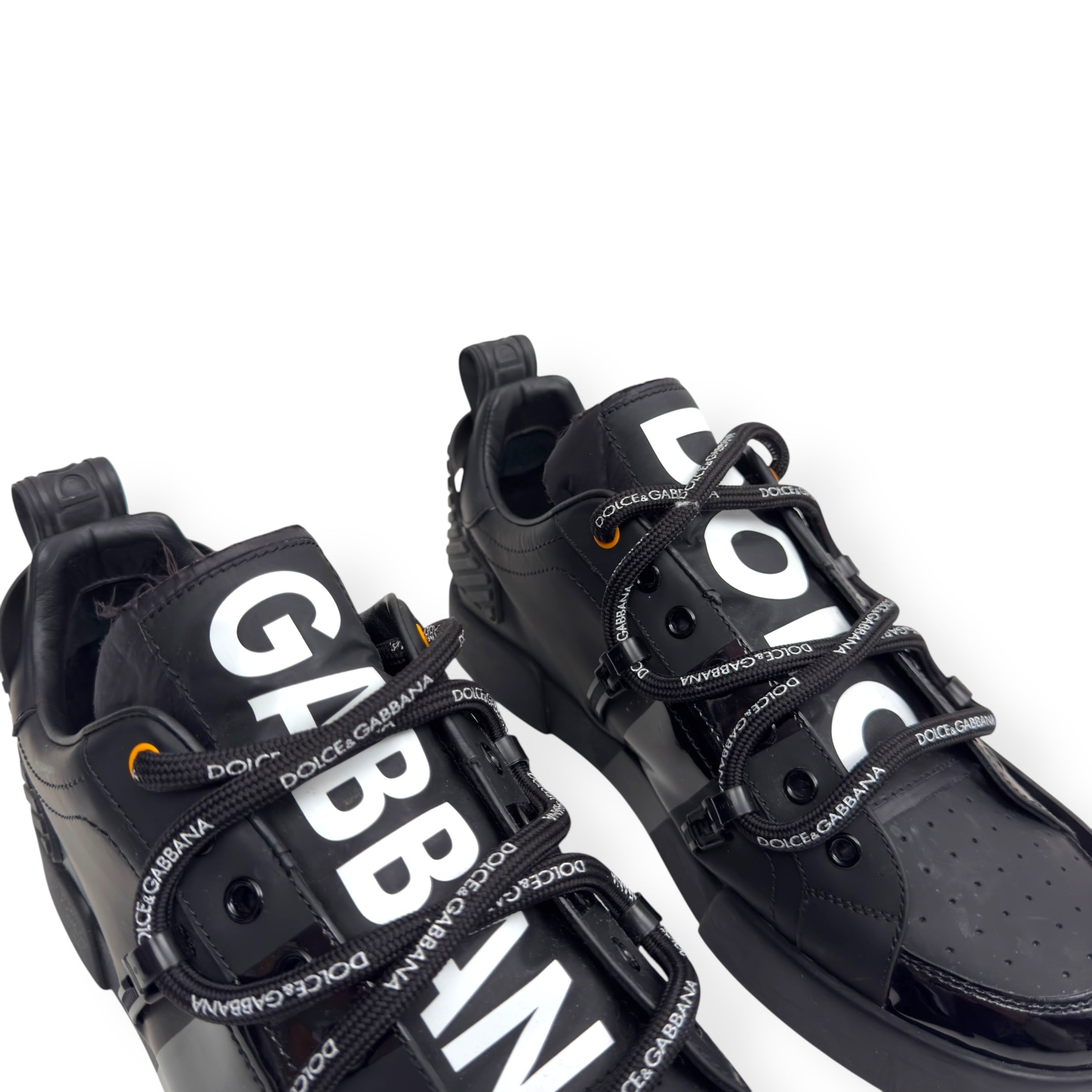 DOLCE & GABBANA PORTOFINO LEATHER SNEAKER BLACK UK9.5
