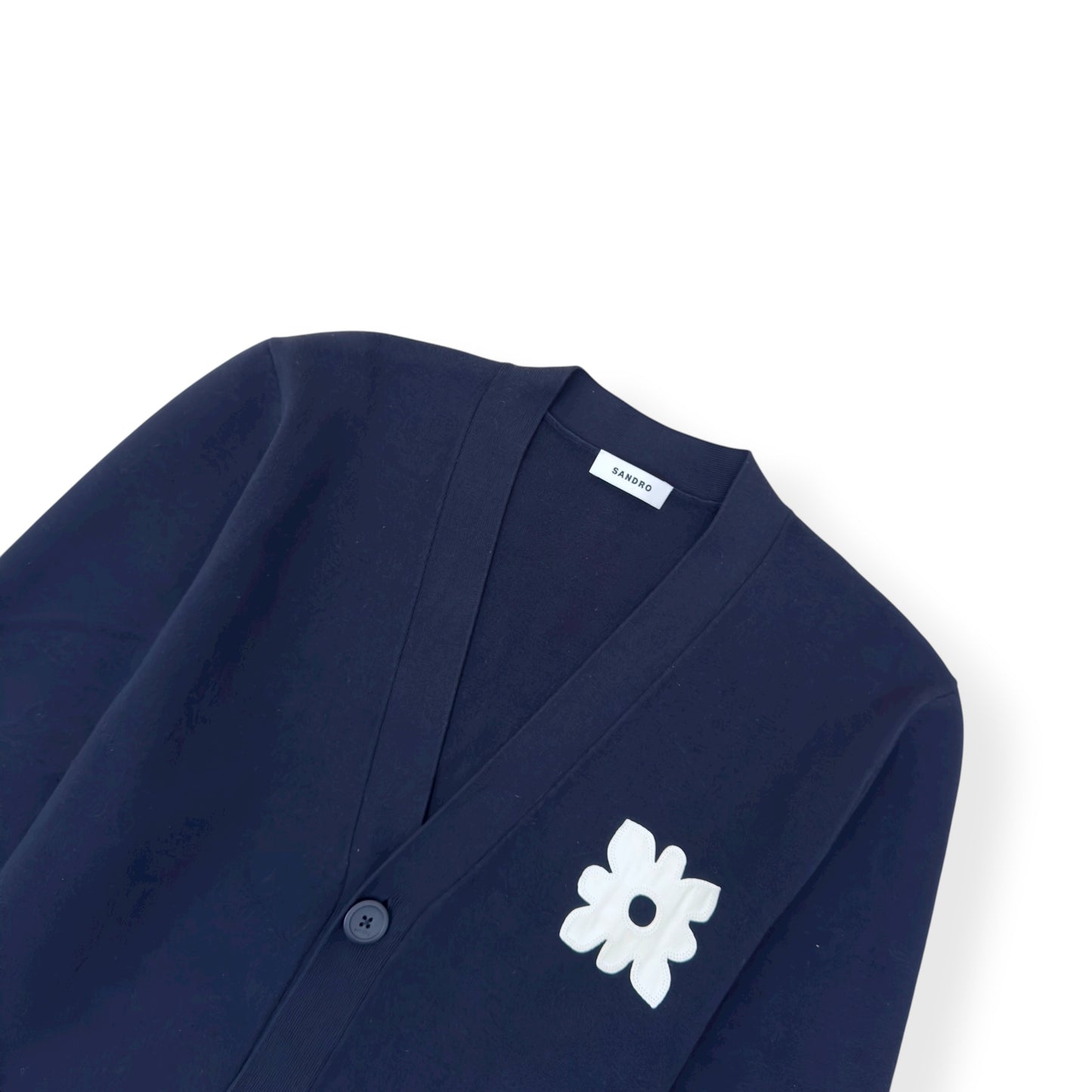 SANDRO PARIS FLOWER DETIAL CARDIGAN NAVY BLUE / WHITE XL