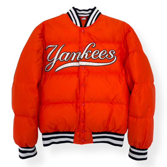 GUCCI NY YANKEES GOOSE DOWN PUFFER BOMBER JACKET ORANGE 46 / S