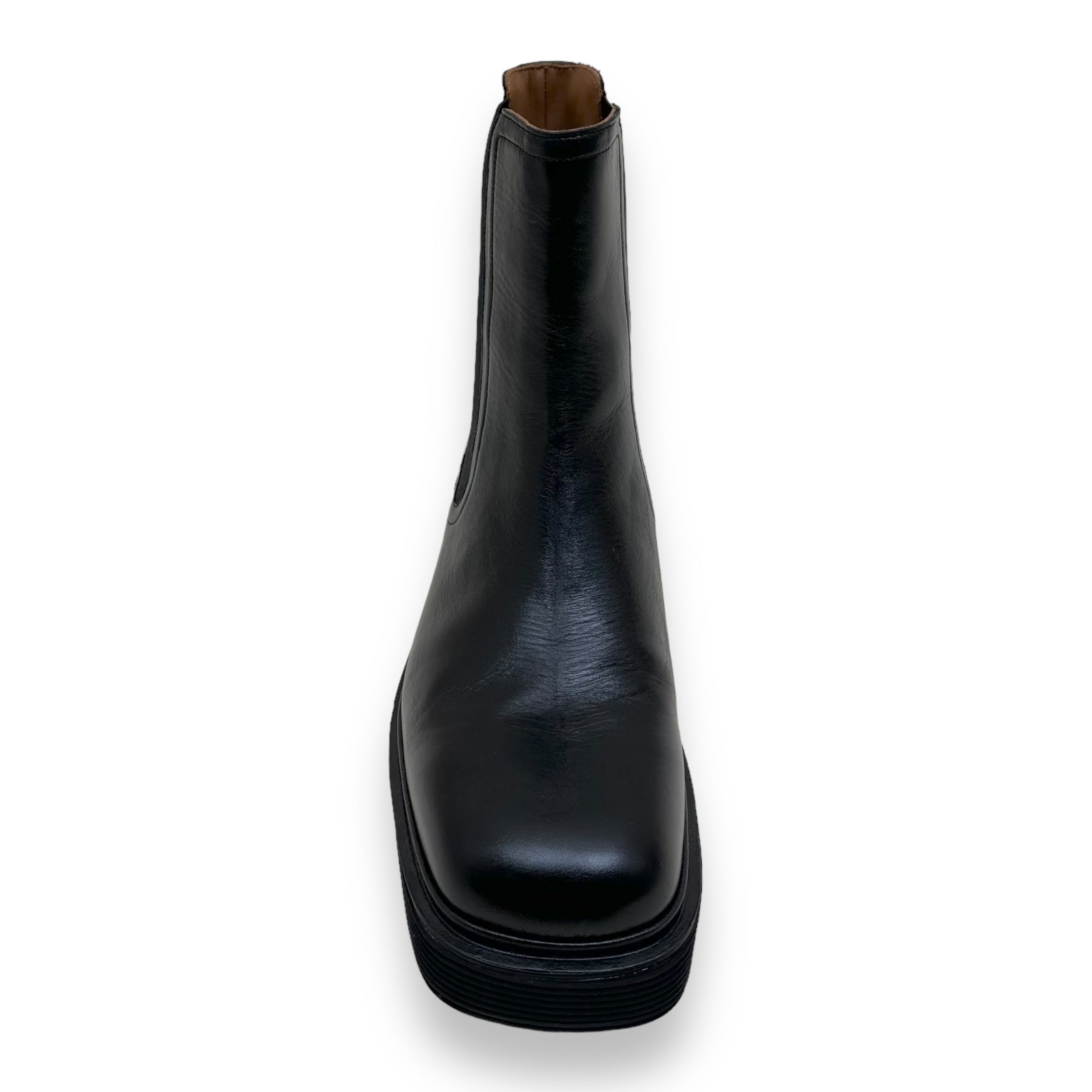 MARNI RIDGED-SOLE LEATHER ANKLE BOOTS BLACK UK11